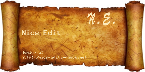 Nics Edit névjegykártya